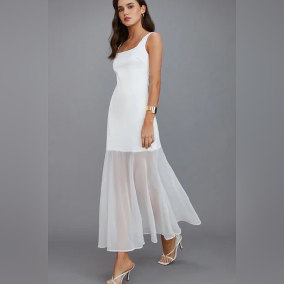 Commense Dresses & Skirts - 🆕 Commense  XS White Sheer Overlay Long Formal Dress. 663